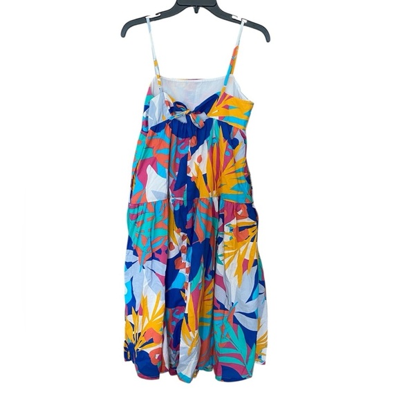 J. Crew Floral Tie-back Maxi Dress Size 4 Petite Island Turquoise Neon - Picture 4 of 11